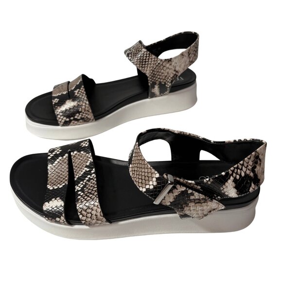 Franco Sarto Essie Womens Ankle Strappy Chunky Platform‎ Sandal Sz 10 Snakeskin - Picture 1 of 9